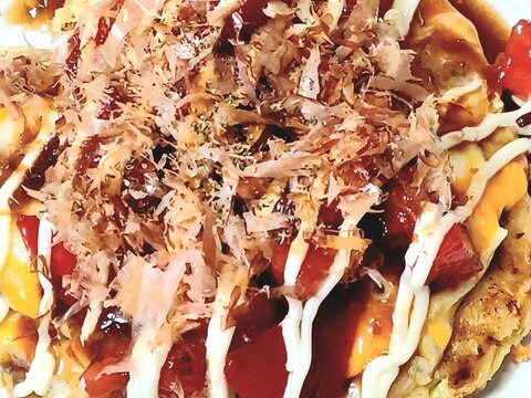 お豆腐入!フレッシュトマトのふんわりお好み焼き